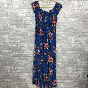 Band of Gypsies Blue Floral Jumpsuit